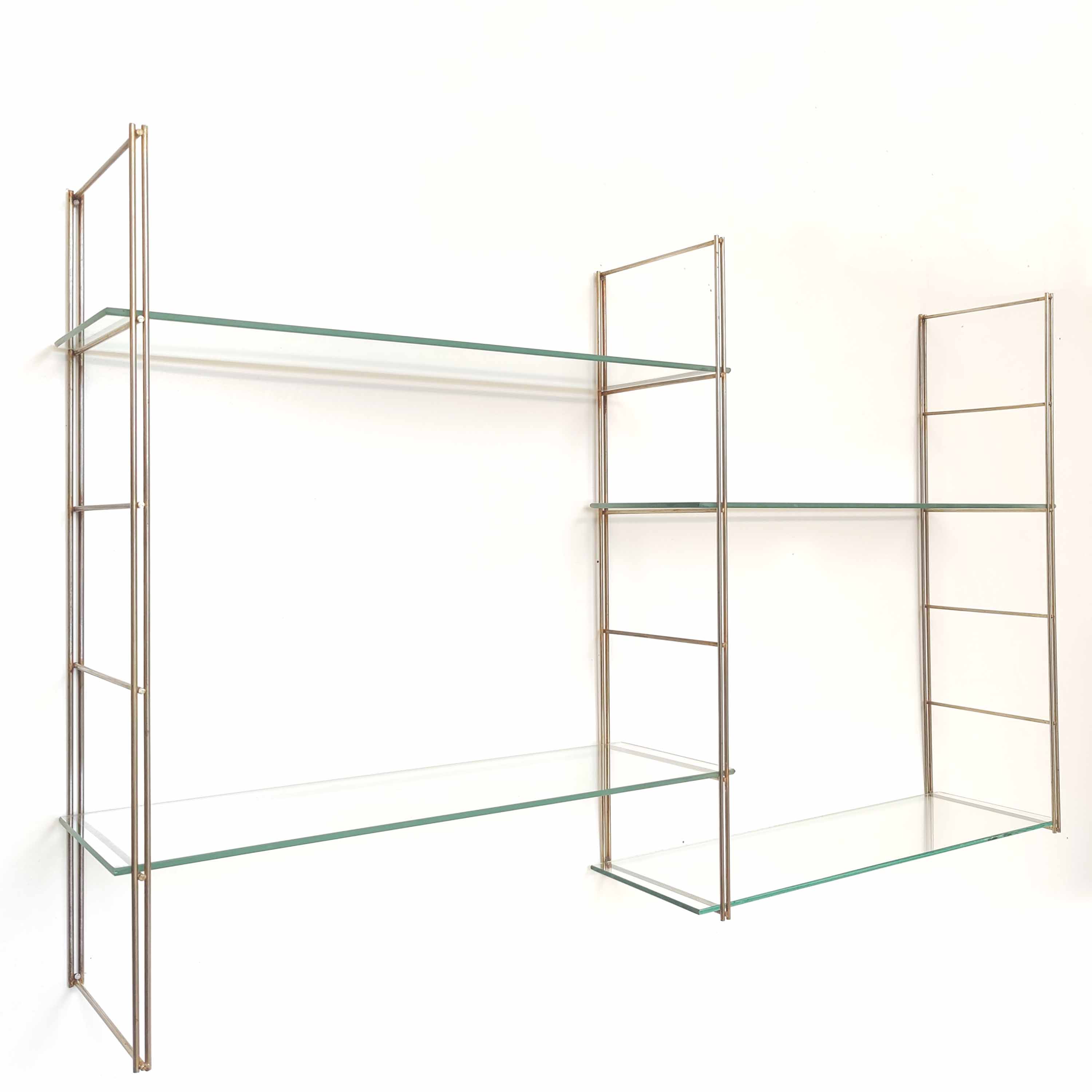 Metal and glass wall shelf