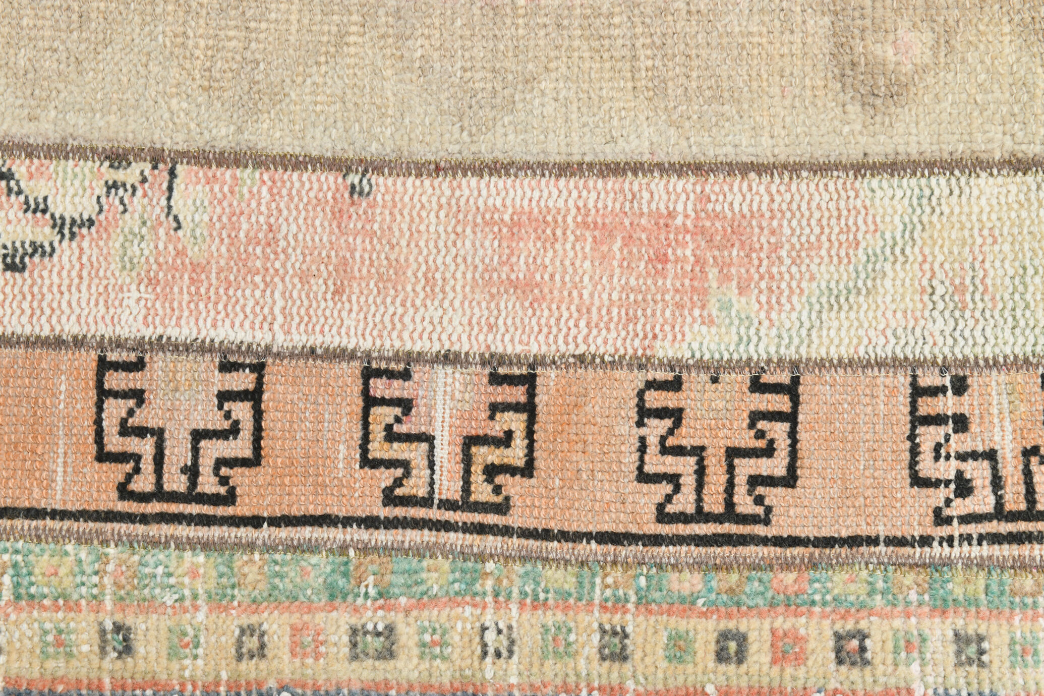 Neutral narrow vintage runner rug,64x262cm