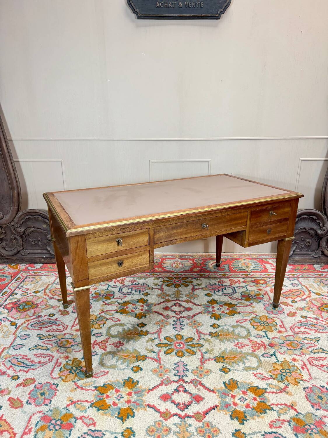Bureau Plat Double Face En Acajou De Style Louis XVI XIX Eme Siècle