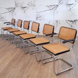 Set of 6 black S32 / S64 chairs by Marcel Breuer for Thonet, 1977