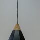 Two pendant lamps design black iron and light wood