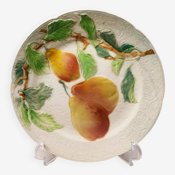 Assiette Décoratif Barbotine St Clément Made In France Motif Fruit Poire Vintage