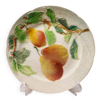 Decorative Plate Barbotine St Clément Made In France Vintage Pear Fruit Pattern