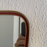 Vintage 1960 asymmetrical mirror in freeform, gold and red - 71 x 3