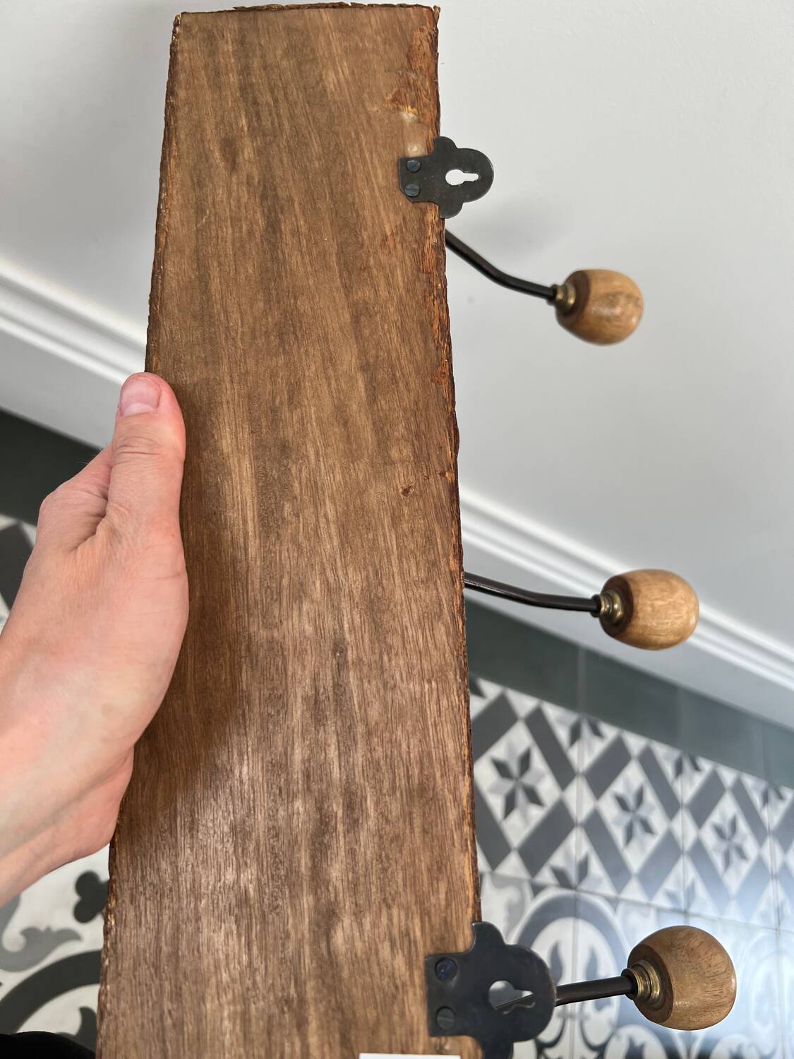 Rattan wall coat rack