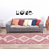 3x12 Pink & Beige Kilim Runner Rug 84x347Cm SK 34619