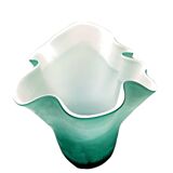 Vase handkerchief opaline turquoise interior white handmade work art deco