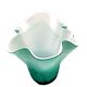 Vase mouchoir opaline turquoise interieur blanc travail fait main art déco
