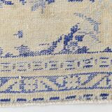 3x12 Blue & Beige Antique Vintage Runner Rug, 80x369Cm SK 23836