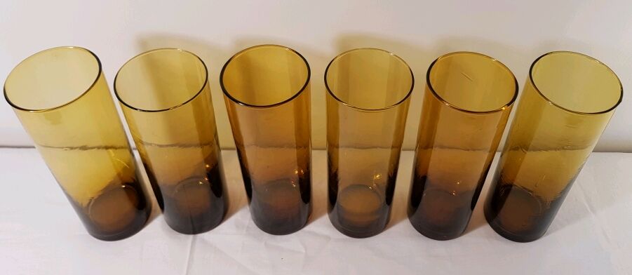 6 glasses amber glass