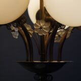 Brass and Glass Mid-Century Chandelier by Itsu, Finland, 1950s