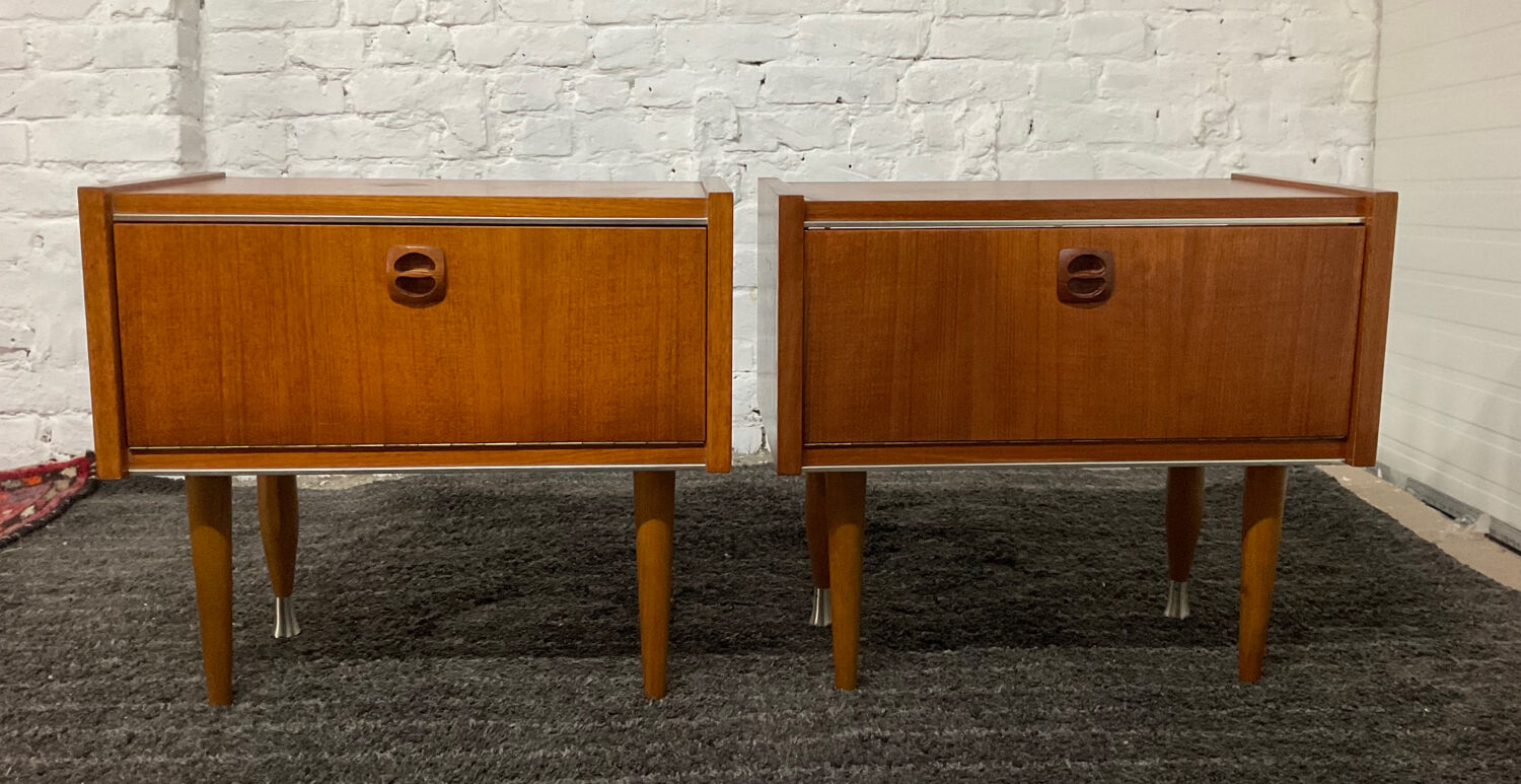 Pair of Scandinavian teak bedside tables