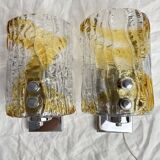 Duo of two-tone Murano Mazzega wall lights 1970