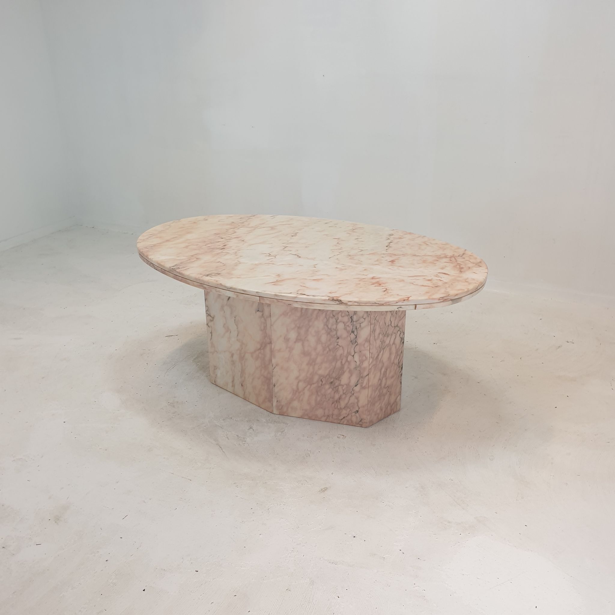 Italian marble oval coffee table, 1970's