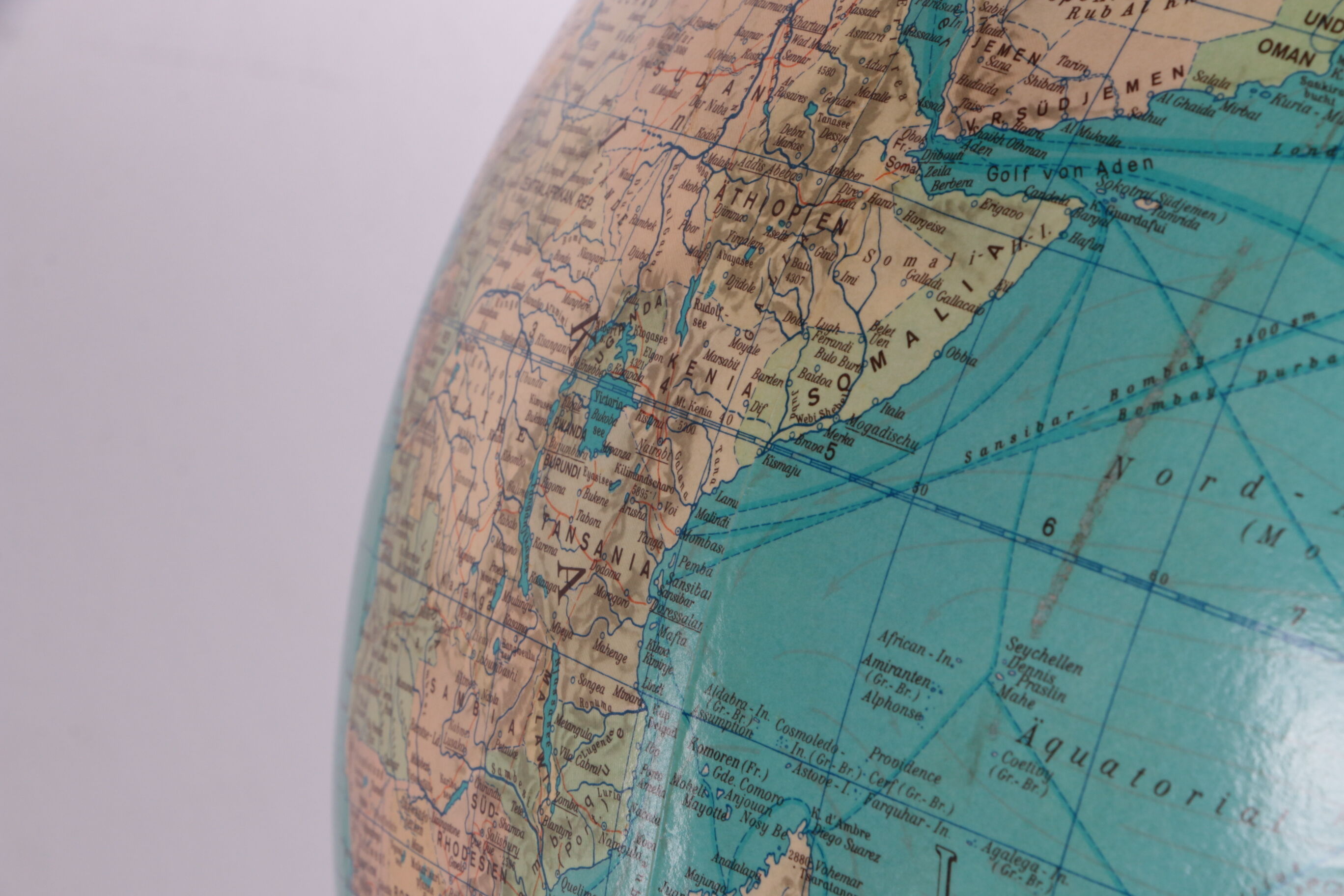 Midcentury glass globe with light from columbus duoerdglobe, germany