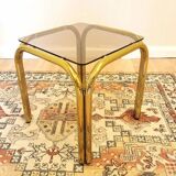 Vintage Italian Coffee Table: Brass & Smoked Glass, Mid-Century Modern