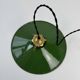 Old conical industrial pendant light in green enamelled sheet metal