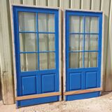 Pair of Colored Glass Doors with Frame - 1960s