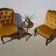 Golden yellow velvet armchairs