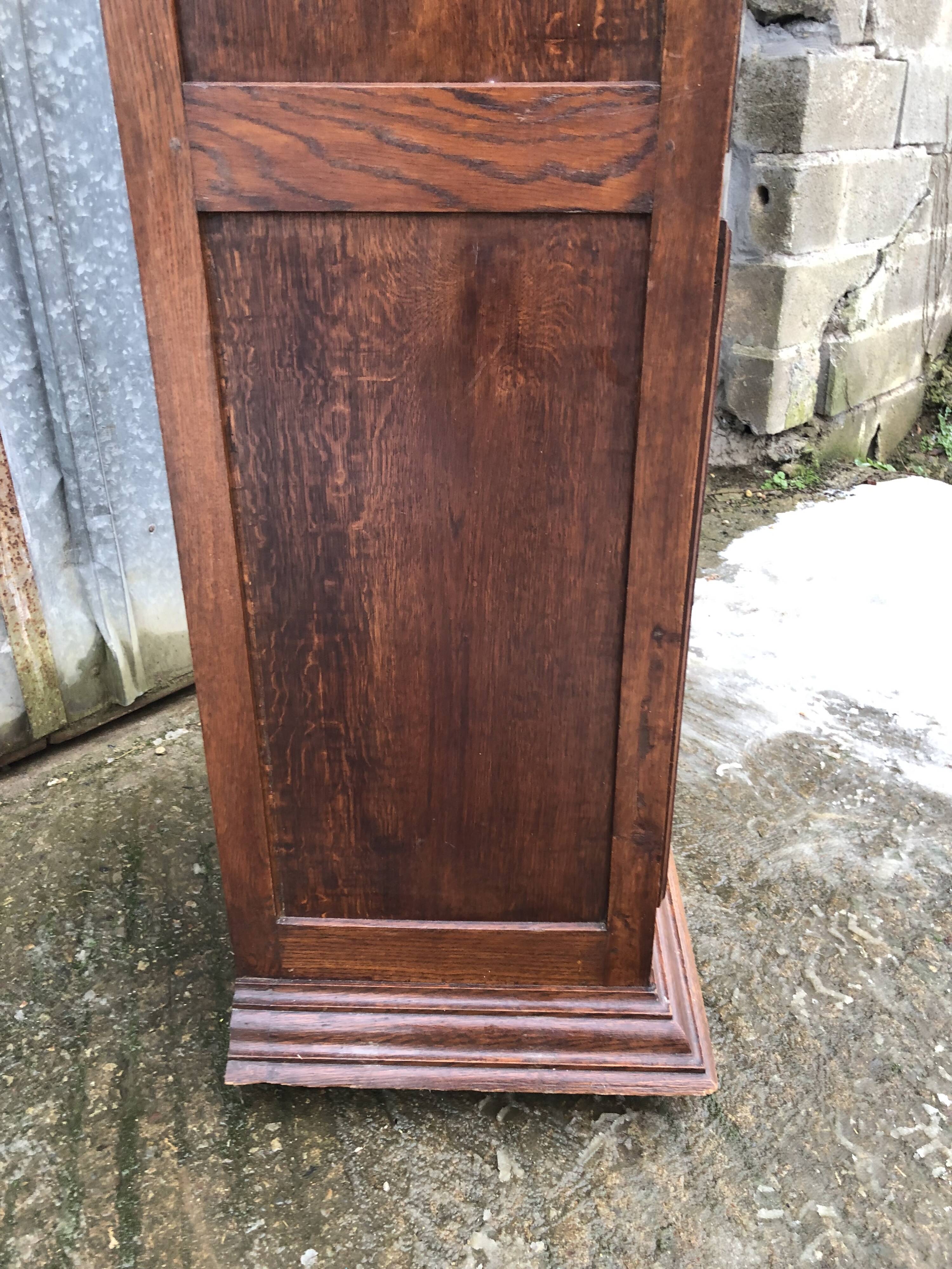 Solid oak wardrobe with 2 doors and 1 drawer in neo Louis XIII style.