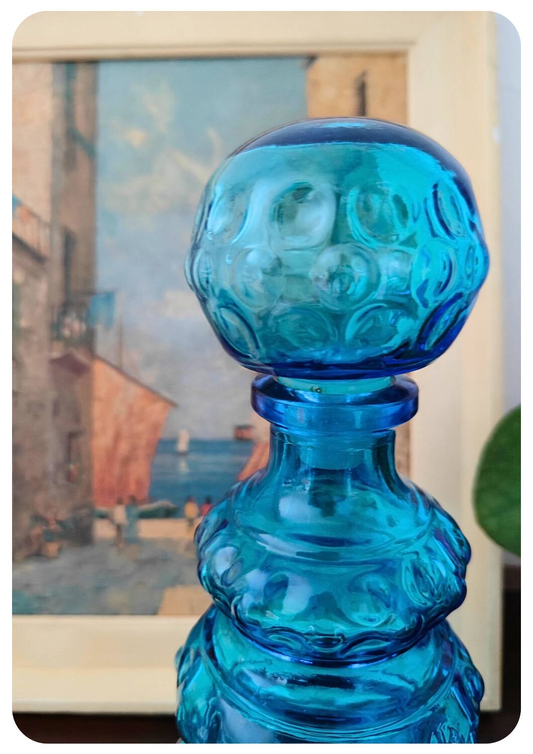 Carafe / Bouteille Empoli Bleue Vintage avec bouchon