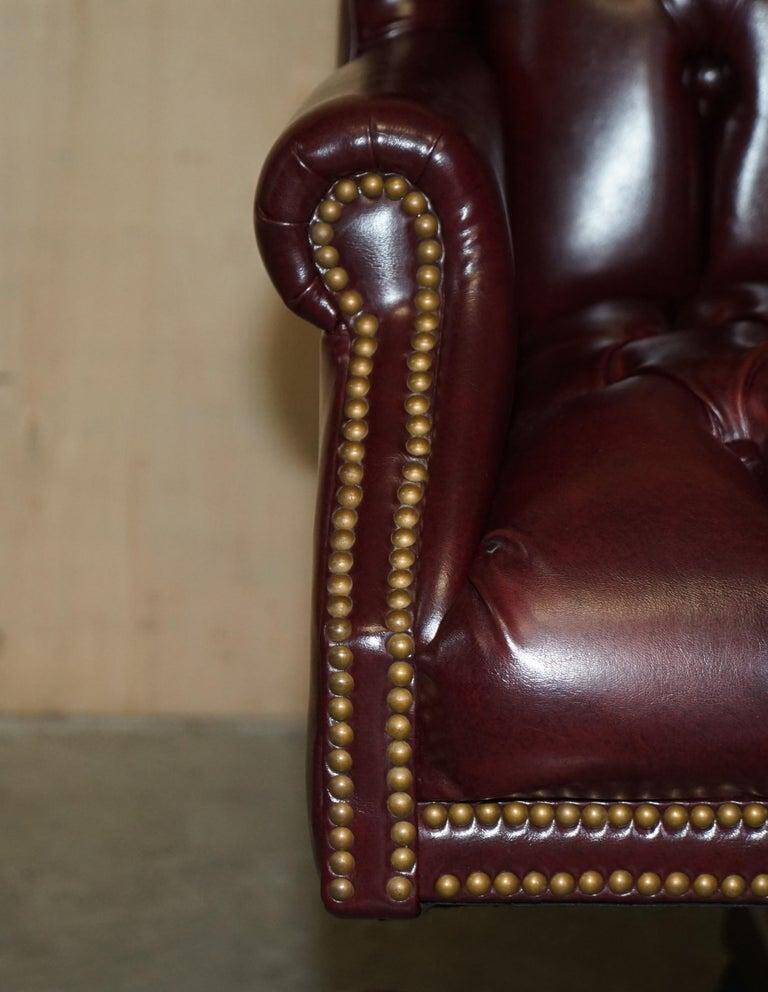 Fauteuil de bureau Chesterfield Wingback en cuir vintage