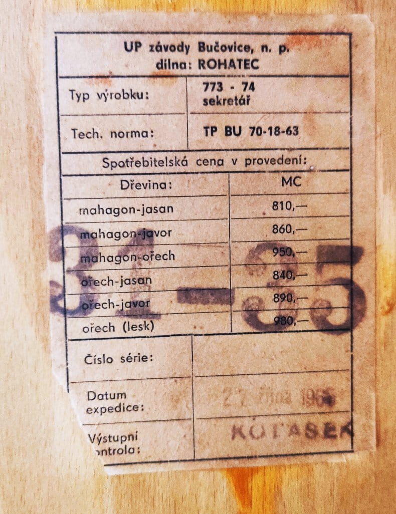 Secretary Desk by F. Mezulanik for UP Závody, Czechoslovakia, 1960s