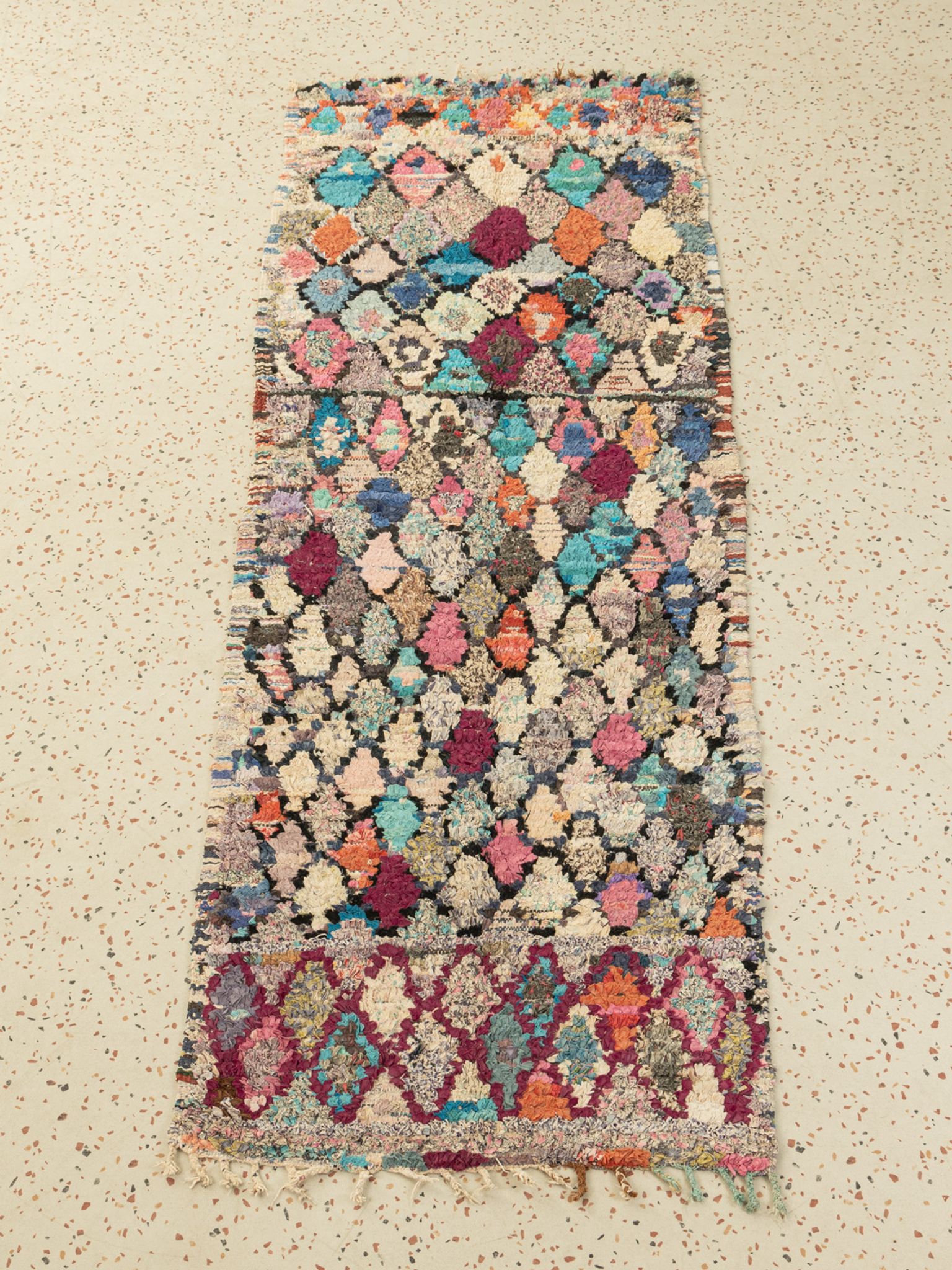 Tapis berbère, vintage boucherouite, 90 x 263