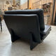 Black leather sofa – Italian design – 1980s