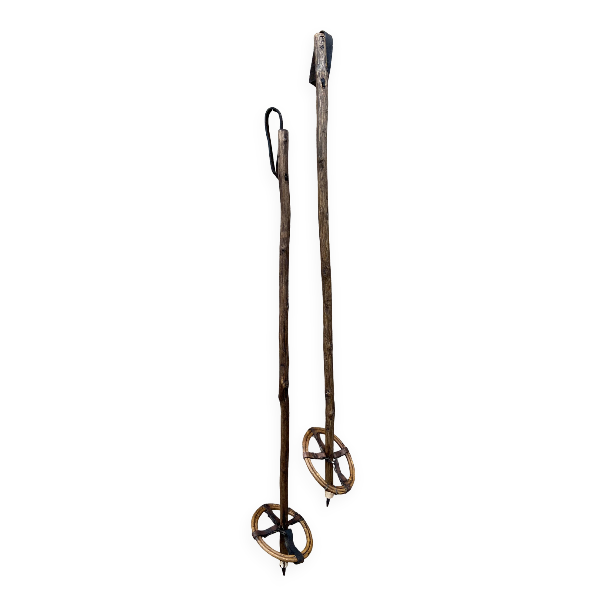 Vintage wooden ski poles 1920s French Old ski decoration chalet Alps