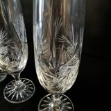 6 vintage crystal champagne flutes by etzel