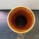 Beige ceramic vase with vintage brown flower decor