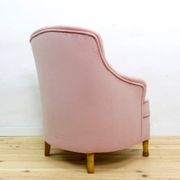 Fauteuil en tissu et bois de style mid-century, années 1950