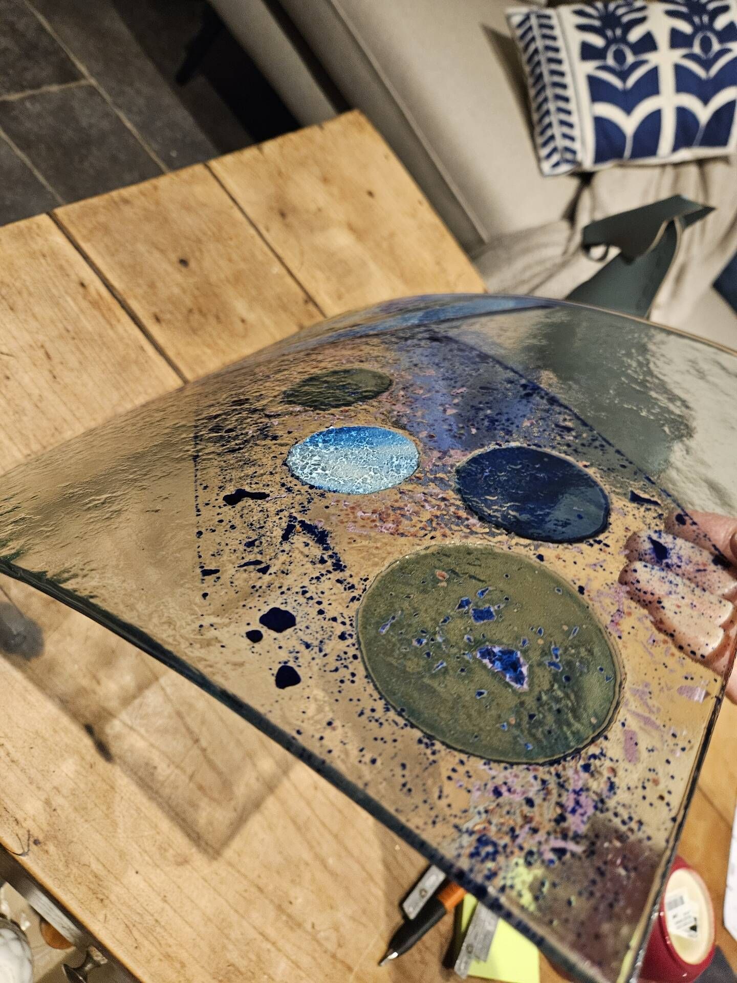 Fused glass rocking cup