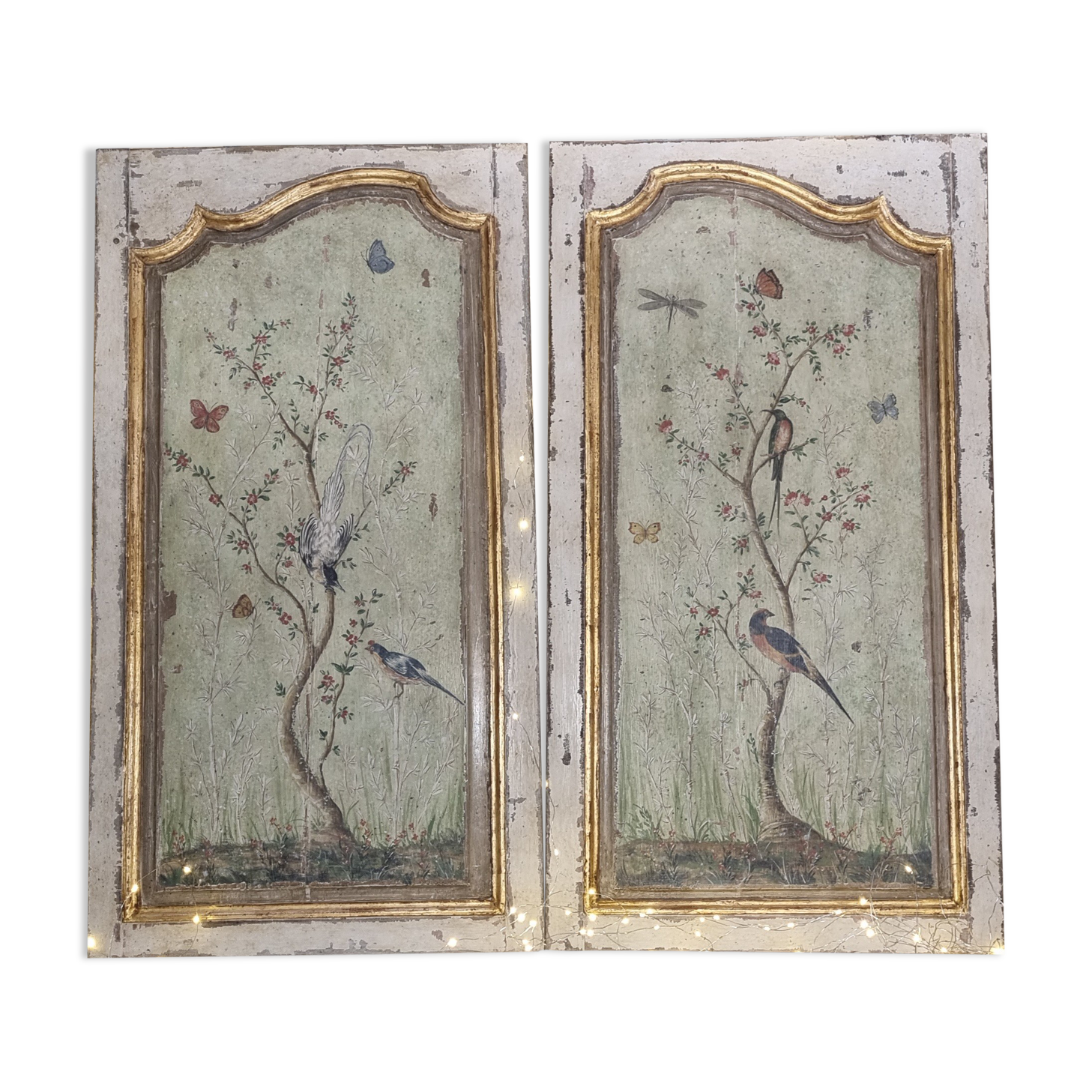 Pair of 18th painted panels and décor