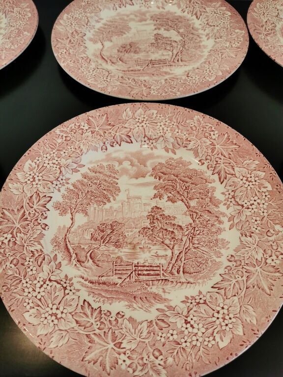 Set of 6 plates flat old décor English