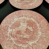 Lot de 6 assiettes plates anciennes décor English