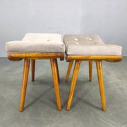 Mid Century Solid Maple Footstools with Curved Frames, 1960s