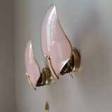 Paire d’appliques roses nude des années 40