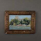 Oil on wood by E. Cousin Crusyn Paris the quays of the Seine 1904