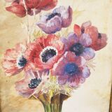Watercolor bouquet of vintage Paul Marengo anemones