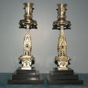 Rare pair of 19th century bronze candlesticks