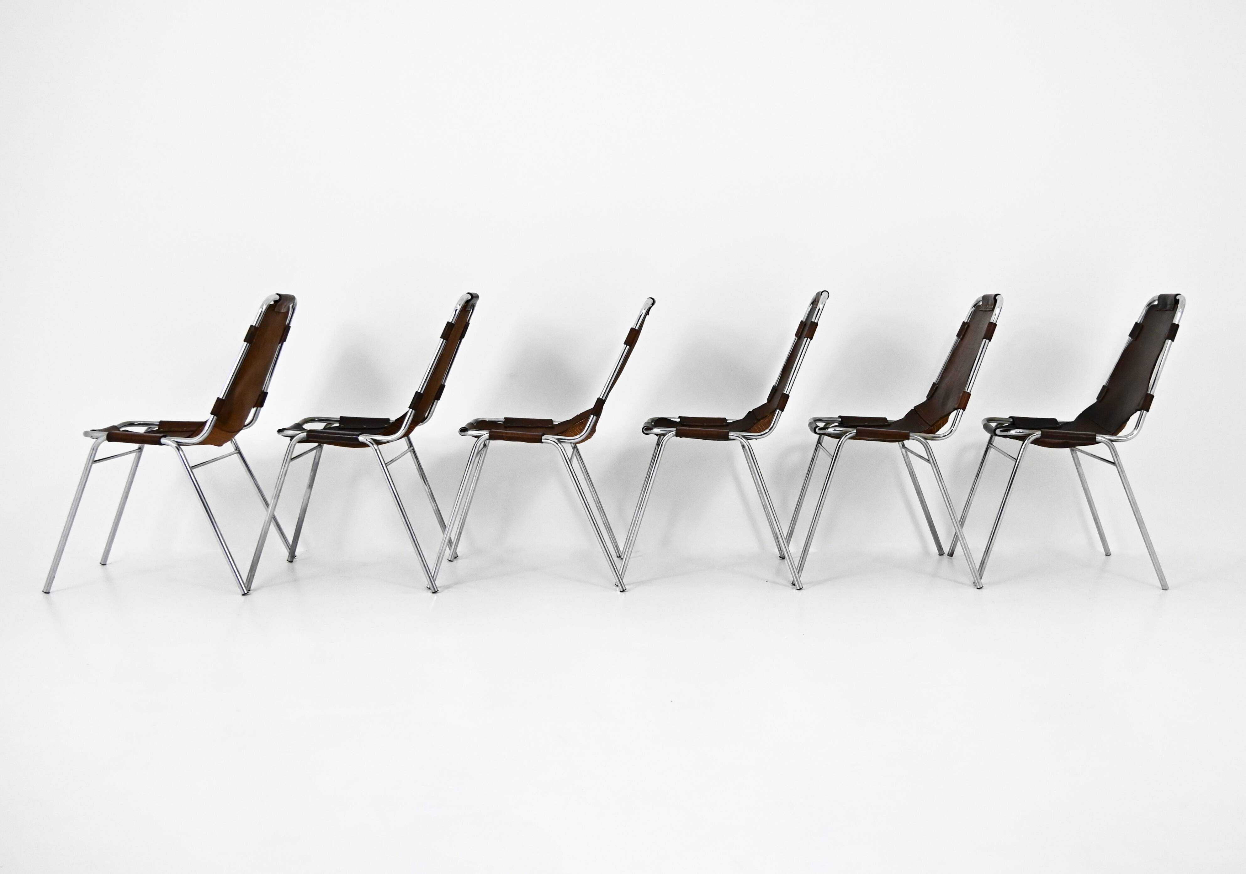 Set of 6 "Les Arcs" Chairs by Charlotte Perriand, 1960s