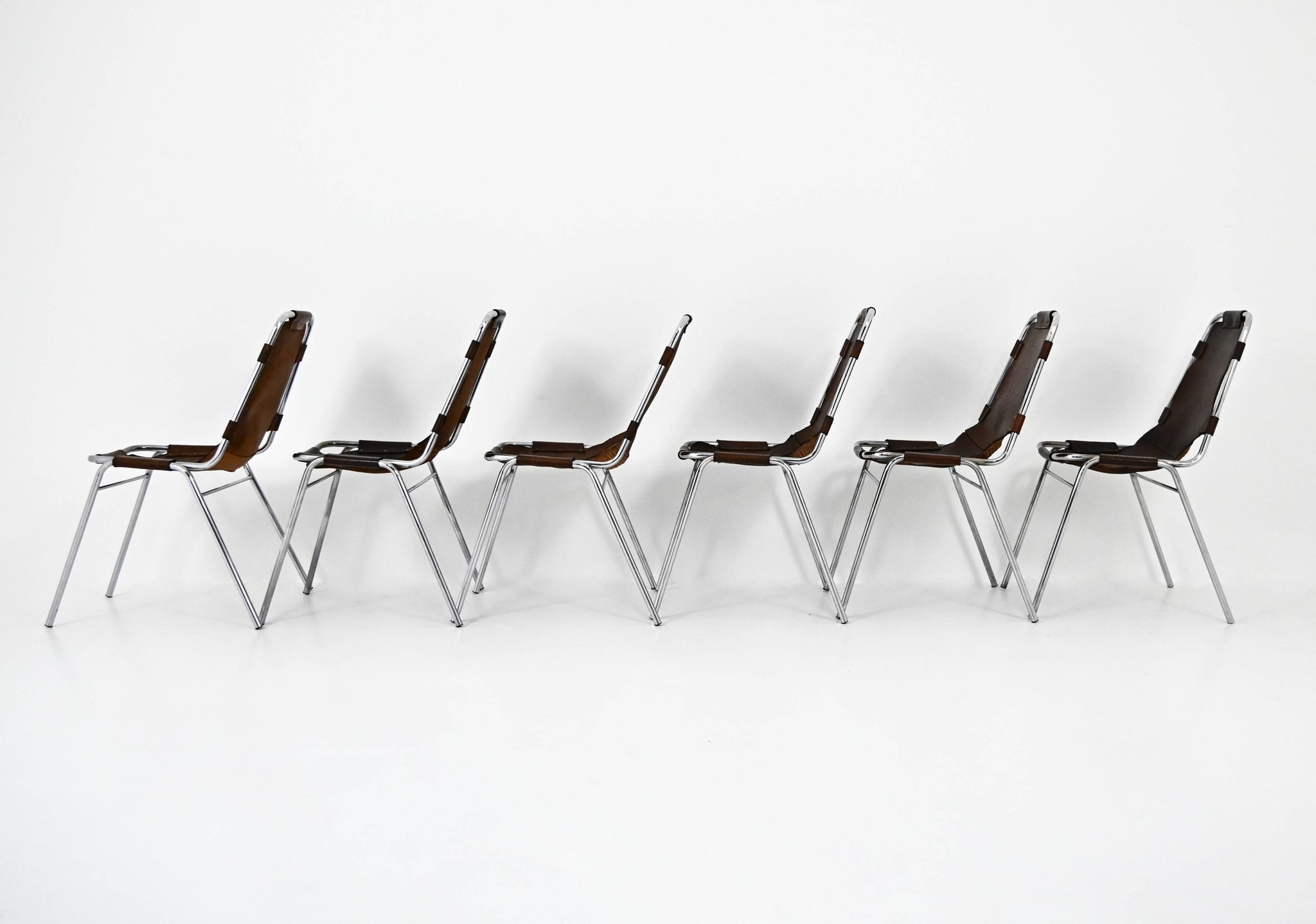Set of 6 "Les Arcs" Chairs by Charlotte Perriand, 1960s