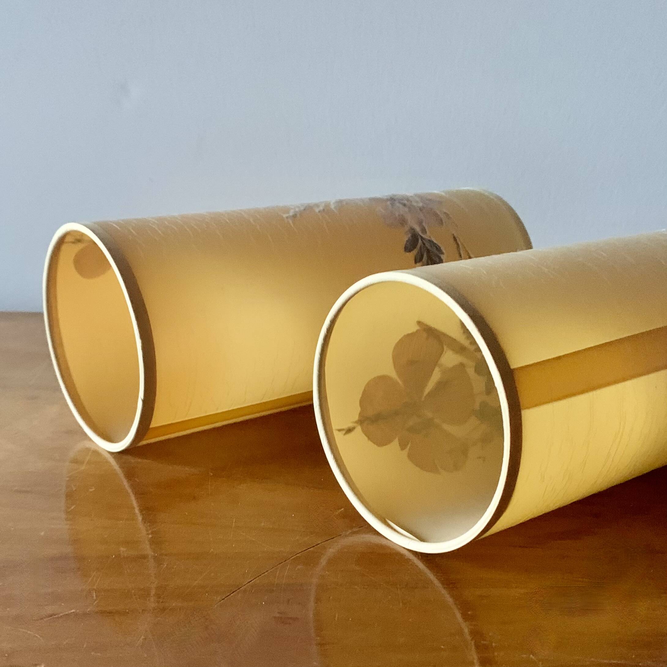 Pair of vintage dried flower lamps