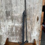 Ancienne crémaillère cuisson cheminée fer forgé noir xviiie vintage