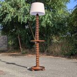 Turned wood floor lamp 1940-50 Charles Dudouyt style