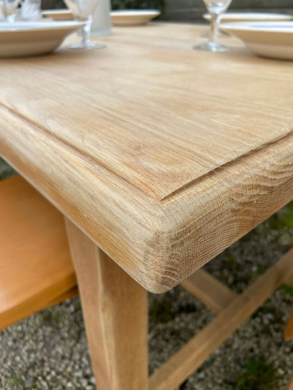 Rustic wooden farmhouse table