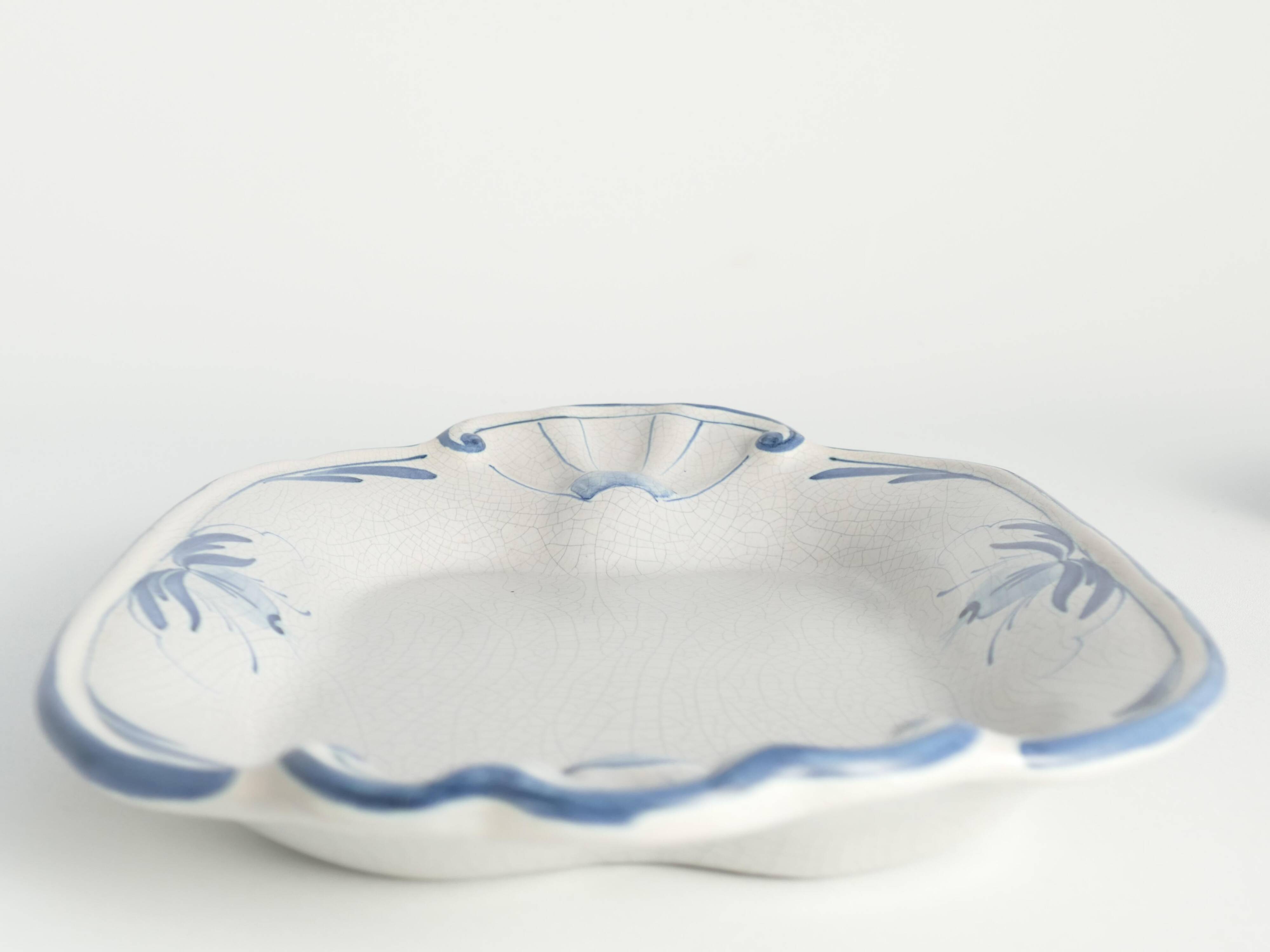 Art Deco French Blue Floral Decor Plate by Allan Eberling, Bo Fajans