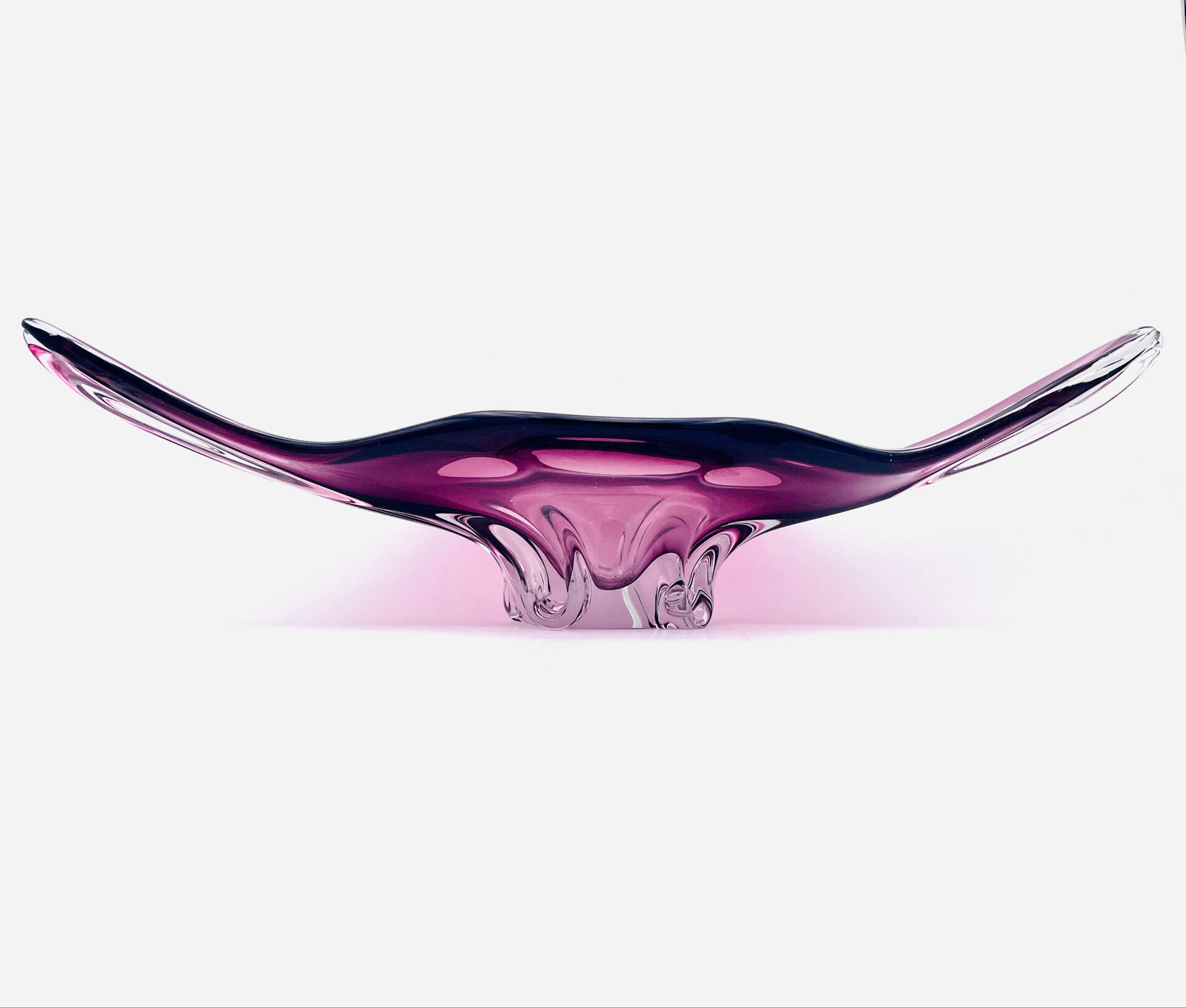 Coupe XXL Formia Murano Verre Soufflé Violet Mid-Century 62cm